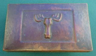 Swedish Arts & Crafts Beaten Copper Box - Wb Jamtslojd - Moose Head Design 1924