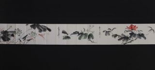 Chinese Old Zhang Daqian Woodcut Scroll Album Book Painting Mouse 170.  08” 2