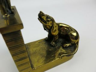 Antique Bookends JB Jennings Brothers Bronze with Cat & Dog Brass Book Ends 4