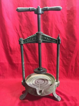 ANTIQUE CAST IRON PRESS OLIVE OIL PRESS FRUITS PRESS WALNUTS FARM TOOL RARE 5