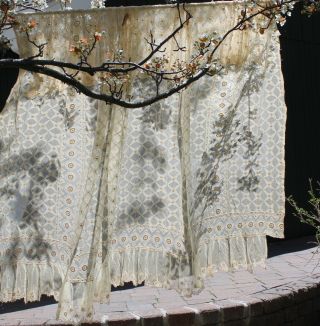 Antique Vintage Net Lace Bed Cover Tablecloth Wedding Backdrop Home Decor 92X76 10