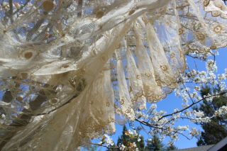 Antique Vintage Net Lace Bed Cover Tablecloth Wedding Backdrop Home Decor 92X76 2