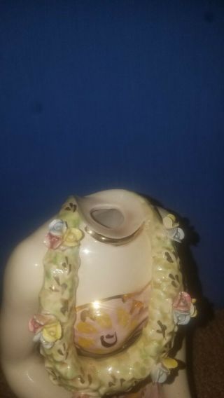 VERY RARE Vintage Porcelain Hawaiian Girl Figurine (decanter/musicbox) 3