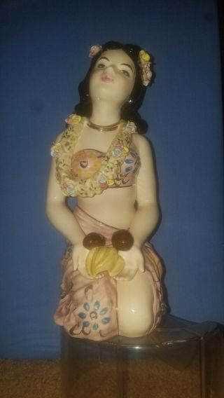 VERY RARE Vintage Porcelain Hawaiian Girl Figurine (decanter/musicbox) 4