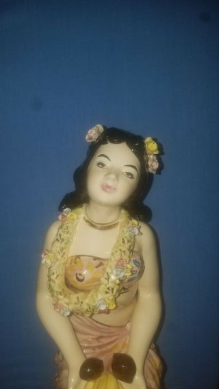 VERY RARE Vintage Porcelain Hawaiian Girl Figurine (decanter/musicbox) 5