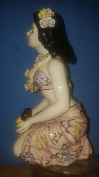 VERY RARE Vintage Porcelain Hawaiian Girl Figurine (decanter/musicbox) 6