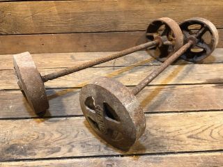 Antique Cast Iron Howe Wheels Hit Miss Engine Cart Fairbanks Scale Farm Table