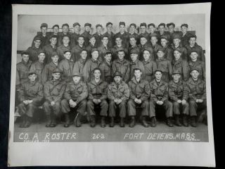 Photo Company A Roster Fort Devens Massachusetts March 28,  1953