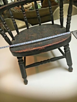 Primitive Penn Dutch? folk art painted child ' s antique captain chair spindles 8