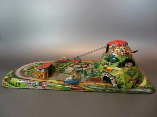 Vintage Technofix Cable Car 303 Tin Toys Litho Wind Up Western Germany 1950 