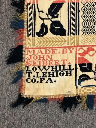 Antique Americana 1849 Lowhill Lehigh PA J Seibert SIGNED Woven Coverlet Blanket 11