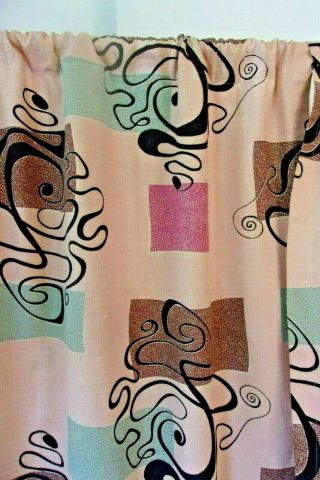 2 Vintage Cotton Barkcloth Fabric Mid Century Drapery Drapes Curtains Panels