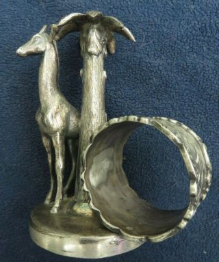 Antique Reed & Barton American Silver Plate Figural Napkin Ring Giraffe & Palm