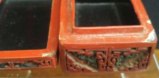 19th Century Chinese Cinnabar Red Lacquerware Covered Scholar Box 10