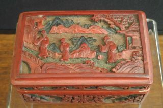 19th Century Chinese Cinnabar Red Lacquerware Covered Scholar Box