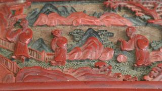 19th Century Chinese Cinnabar Red Lacquerware Covered Scholar Box 3