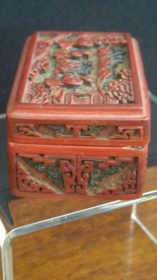 19th Century Chinese Cinnabar Red Lacquerware Covered Scholar Box 8