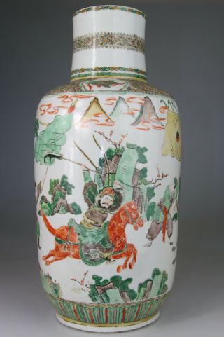 ANTIQUE CHINESE PORCELAIN VASE FAMILLE VERTE WARRIOR - QING 18TH 19TH 2