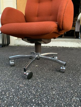 1980’s Eames Herman Miller Soft Pad Aluminum Group Desk Chair Orange