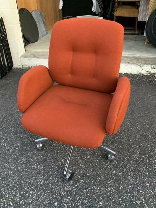 1980’s Eames Herman Miller Soft Pad Aluminum Group Desk Chair Orange 2