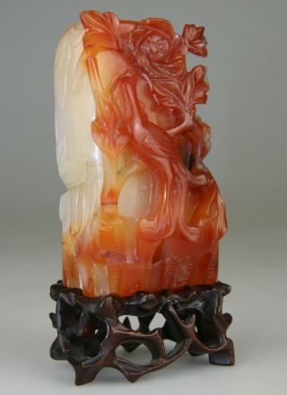 Antique Chinese Agate Carnelian Red White Vase Censer Brush Pot Carved Qing 19th