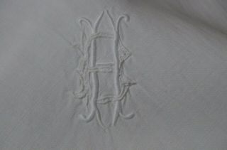 Antique French Sham,  Hand Embroidered White Work Scalloped Edge And Hb Monogram