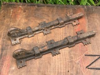 Matching Large Antique Victorian Gothic Sliding Door Bolts 19th Century