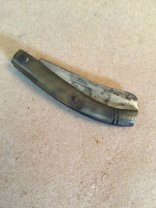 Rev War 18th Century Hand Forged Iron Rare Folding Razor Patch Knife Horn Handle