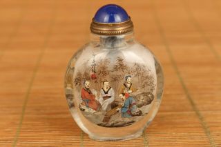 Chinese Natural Hair Crystal Painting Have A Common Goal Friend Snuff Bottle