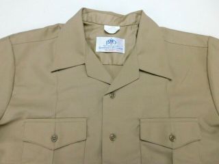US Navy Khaki Military Short Sleeve Poly/Wool Dress Shirt L Large Athletic NWT 4