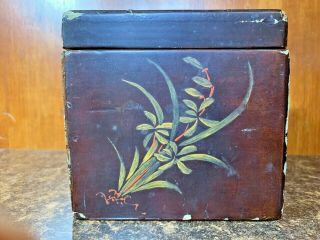 1 Antique 19th Century Ying Mee Tea Co.  Chinese Wooden Lacquered Tea Box w/Tin 5