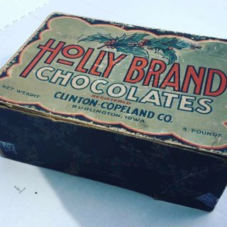 Vintage Chocolate Box Primitive Holly Brand Clinton Copeland Co.  Valentines