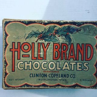 Vintage Chocolate Box Primitive Holly Brand Clinton Copeland Co.  Valentines 2
