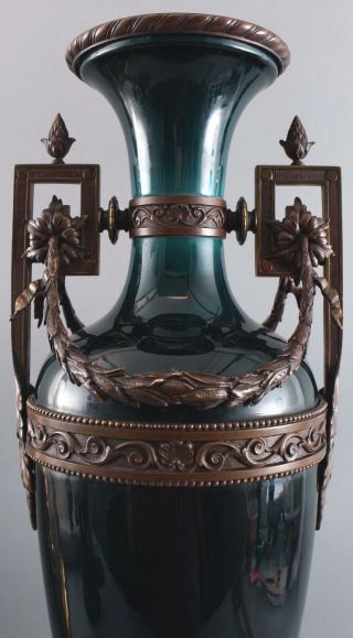 Large Antique Victorian Period Bronze & Porcelain Mantle Urn Floor Vase 4