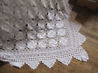 Divine Antique Vintage French Lacy Hand Made Bed Cover.  79” X79”