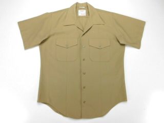 Usmc Marine Khaki Military Short Sleeve Poly/wool Dress Shirt Xl X - Large Euc
