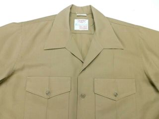 USMC Marine Khaki Military Short Sleeve Poly/Wool Dress Shirt XL X - Large EUC 3