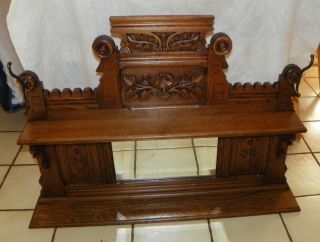 Quartersawn Oak Carved Hall Tree Shelf With Mirror (mr53)