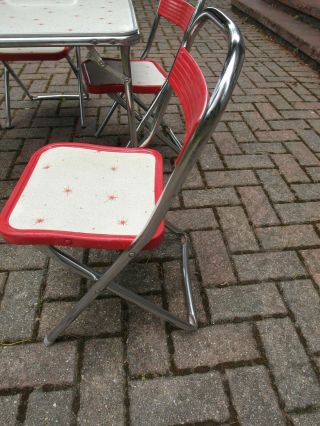 Vintage Mid Century Modern MCM Childs Toddler Table Chairs 1960 ' s Starburst 5
