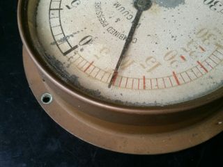 Antique Pressure Vacuum Gauge Instrument Steampunk Measure Brass Old England 4