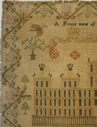 EARLY 19TH CENTURY SOLOMON ' S TEMPLE & VERSE SAMPLER BY ANN HARGATE AGED 9 - 1824 4