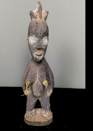 Outstanding Tribal Unusual Beaded Yoruba Ibeji Figure - Nigeria