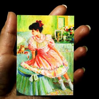Painting Watercolor Drawing Child Art Miniature Picture Aceo Girl