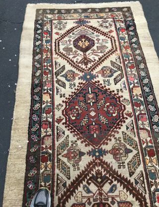 Persian Sarab Runner Tribal Hand Knotted Wool RUST IVORY Oriental Rug 3.  6 x 15.  0 3