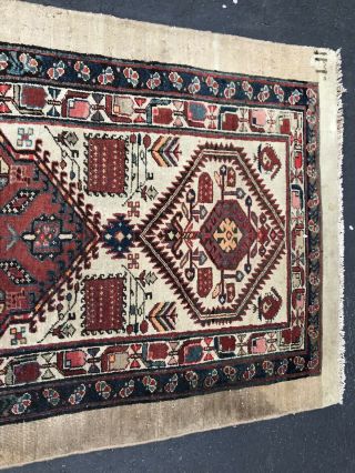 Persian Sarab Runner Tribal Hand Knotted Wool RUST IVORY Oriental Rug 3.  6 x 15.  0 5