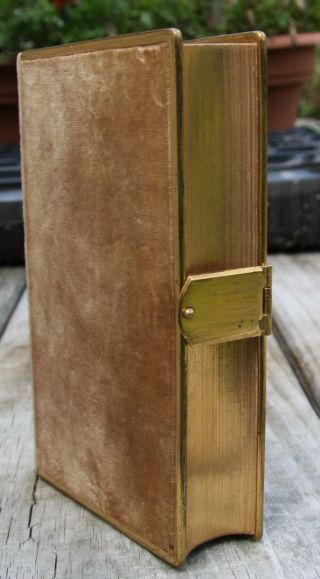 Antique 1870 Bible Brown Felt Cover W / Brass Clasp & Edging