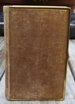 Antique 1870 Bible brown felt cover w / brass clasp & edging 2