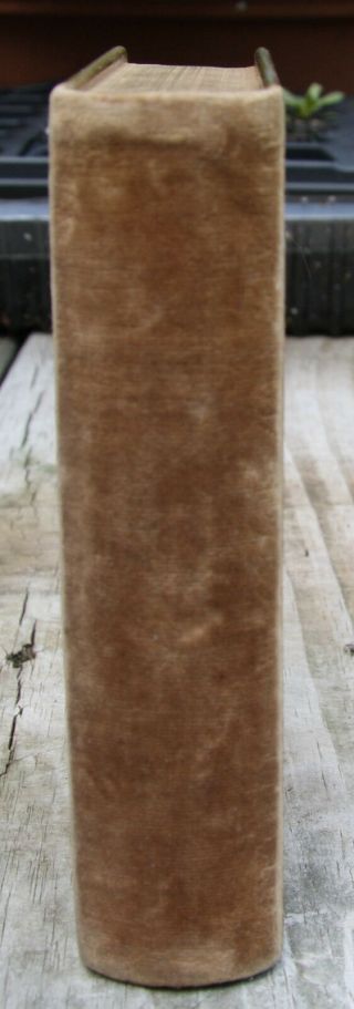 Antique 1870 Bible brown felt cover w / brass clasp & edging 3