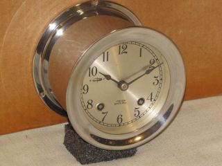 Chelsea Vintage Ships Bell Clock Nickel Plate 1951 Restored