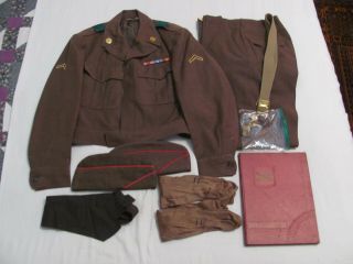 Korean War Us Army Enlisted Wool Field Uniform Jacket,  Pants,  Belt,  Ties,  Caps